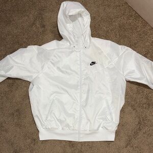 Nike White Hooded Rain Jacket